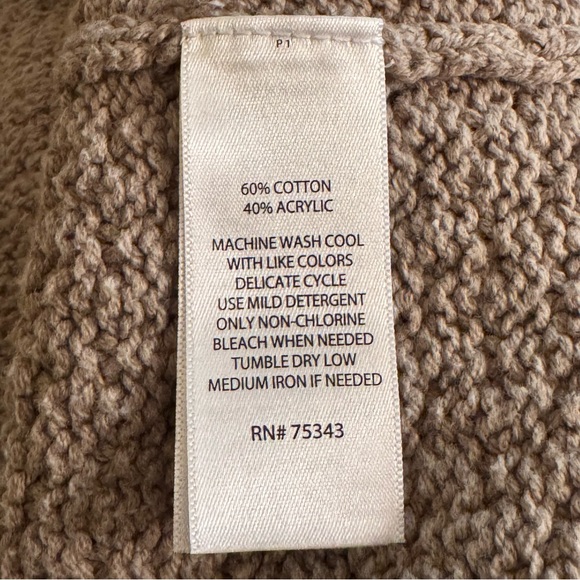 If It Were Me Tan Textured Cowl Neck Sweater Size Large Cozy Neutral Knit - Picture 5 of 5